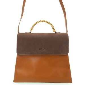 Loewe Velazquez 2way Leather twist Handle Handbag Brown